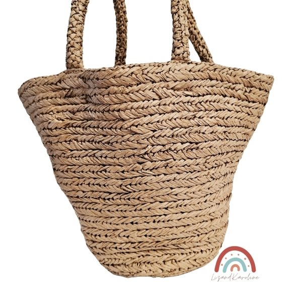 New! J. Crew Malta Handwoven Straw Bucket Tote NWOT - Picture 4 of 15